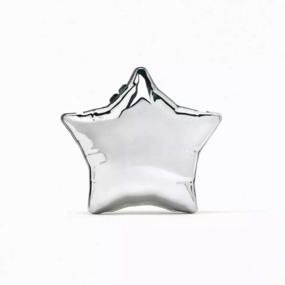 ZARA METALLIC SILVER BALLOON STAR SHAPED BOX CLUTCH - Picture 1 of 10